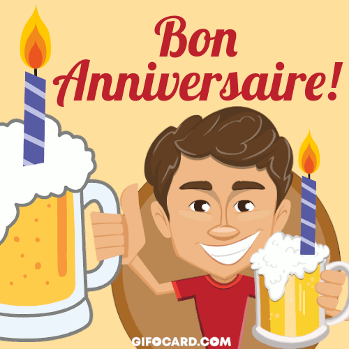 Bon Anniversaire gif. Happy Birthday in French